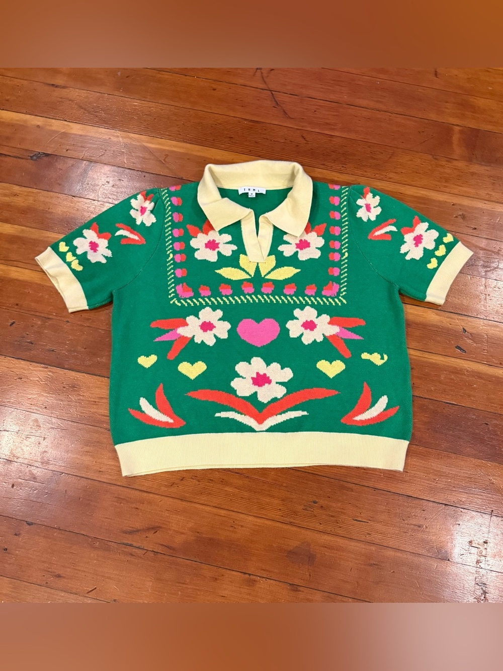 ✨ THML Levone Floral Knit Short Sleeve Sweater Top - Picture 6 of 9